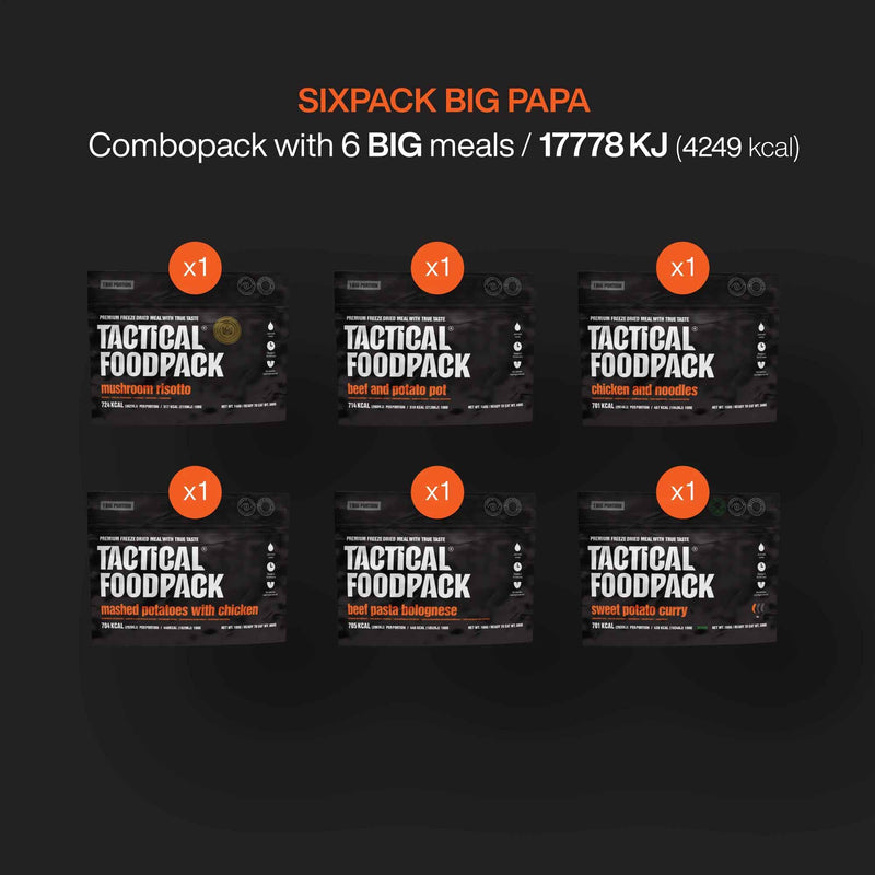 Pack de supervivencia 6 raciones XL Sixpack Big Papa - Tactical Foodpack