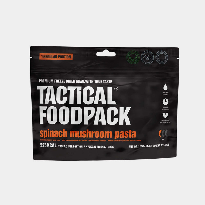 Pasta con salsa de espinacas y champiñones - Tactical Foodpack