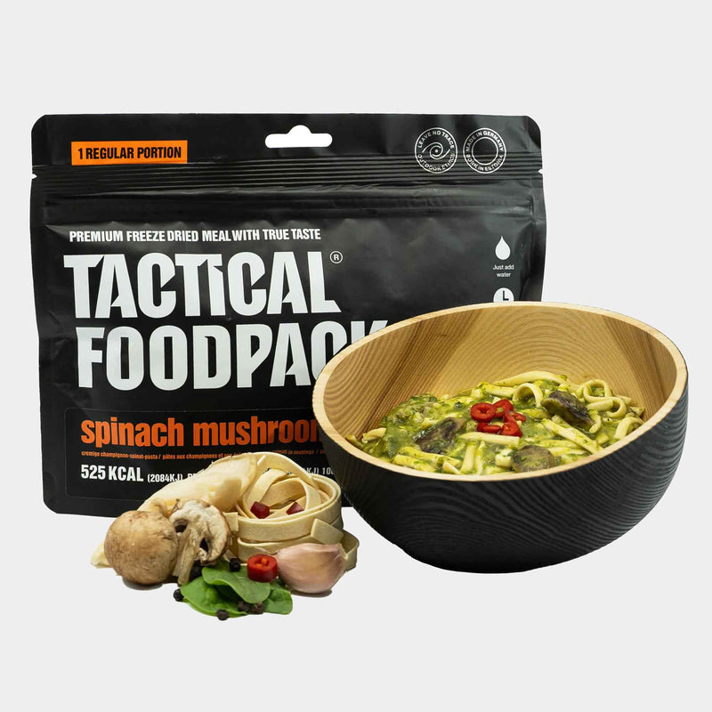 Pasta con salsa de espinacas y champiñones - Tactical Foodpack