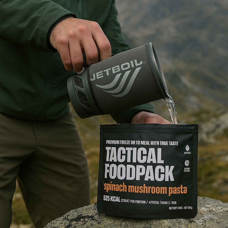 Pasta con salsa de espinacas y champiñones - Tactical Foodpack
