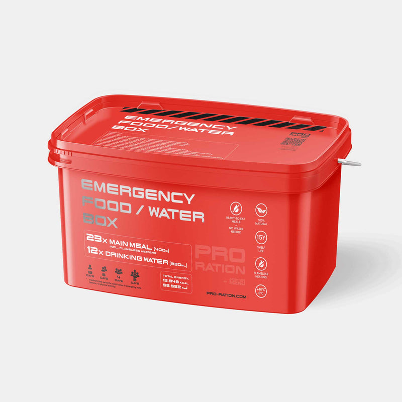 Caja de supervivencia 7 días con agua incluida PRO-RATION - Adventure Menu