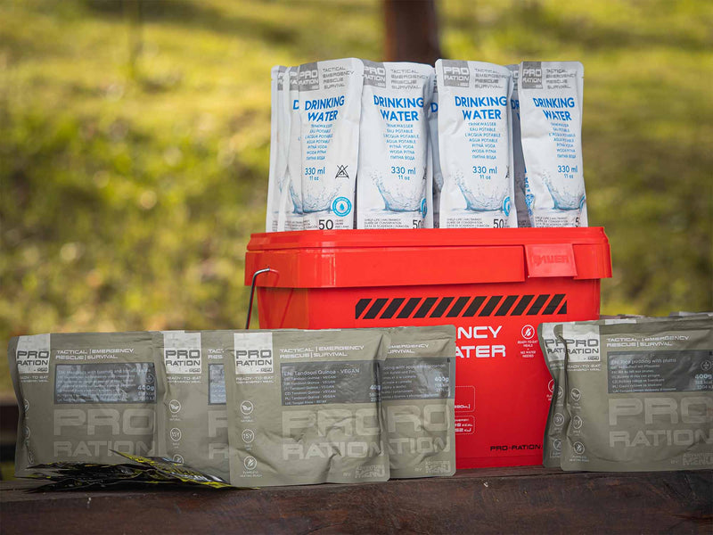 Caja de supervivencia 7 días con agua incluida PRO-RATION - Adventure Menu