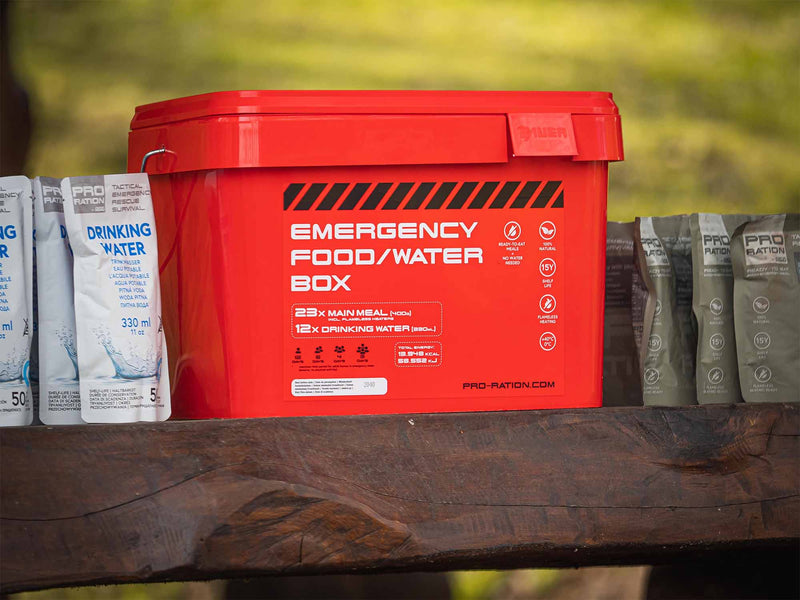 Caja de supervivencia 7 días con agua incluida PRO-RATION - Adventure Menu