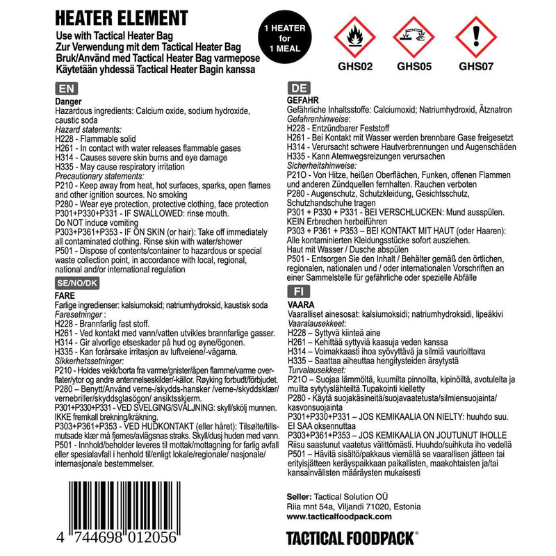 Activador para bolsa calentadora - Tactical Foodpack