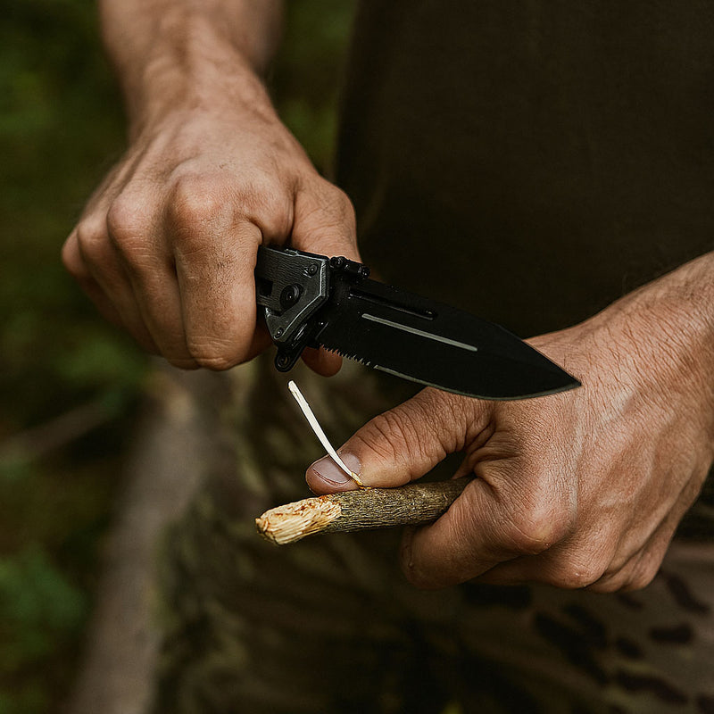 Zwart aanvals-vouwmes - MIL-TEC