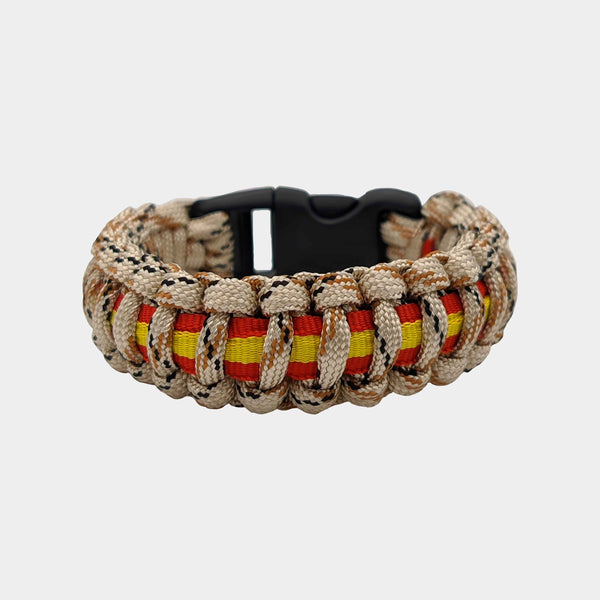 Blauwe stoffen armband voor heren en dames met de vlag van Spanje. Smalle armband. Selecteer maat