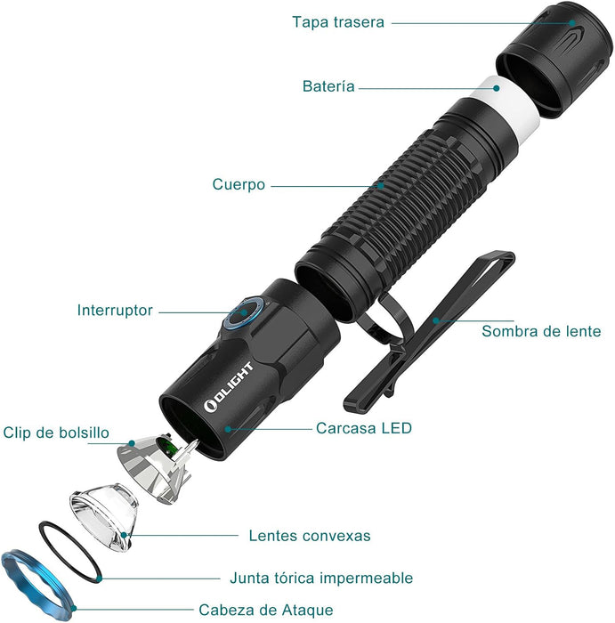 Warrior 3S 2300 Lum. rechargeable handheld flashlight - Olight