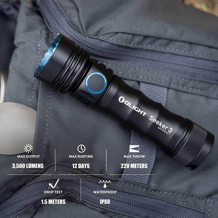 Seeker 3 3500 Lum. rechargeable handheld flashlight- Olight