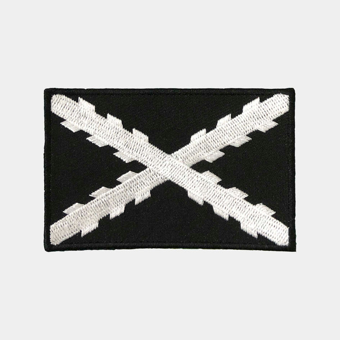 Black and white burgundy flag flag patch