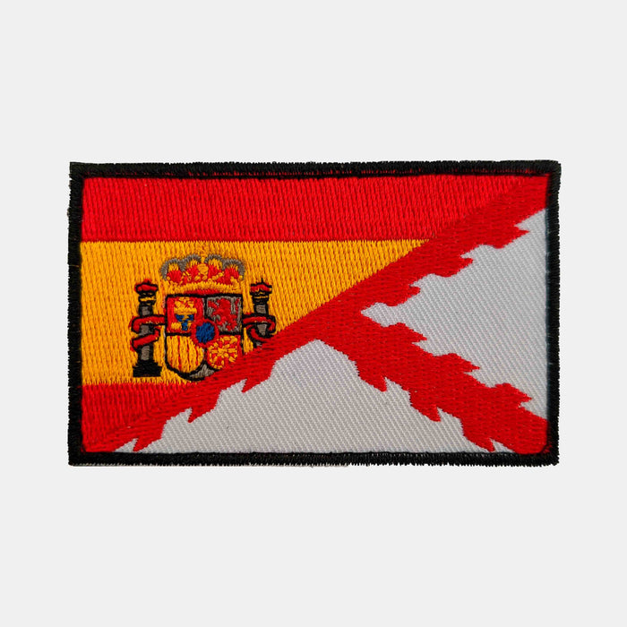 Bandeira espanhola e emblema da Cruz de Borgonha